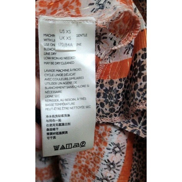 Free People Aliyah Boho Patchwork Tunic Top Sz XS Festival Orange Metallic NWOT - Picture 8 of 12